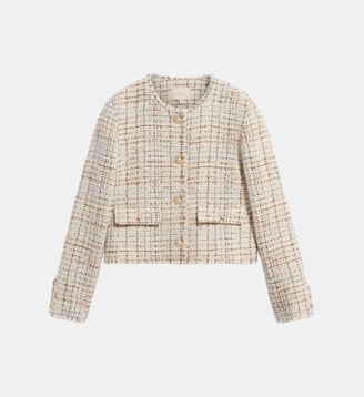 Veste sans col en tweed et lurex - JALINE - Pablo - Naturel