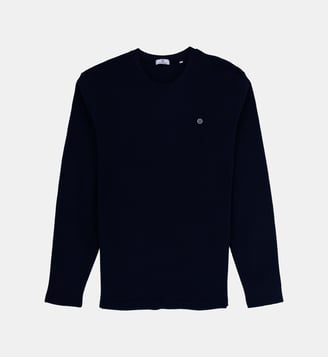 T-shirt manches longues Telo en coton gaufré - Serge Blanco - Bleu marine