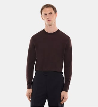 Pull col rond en laine mérinos - Fursac - Chocolat