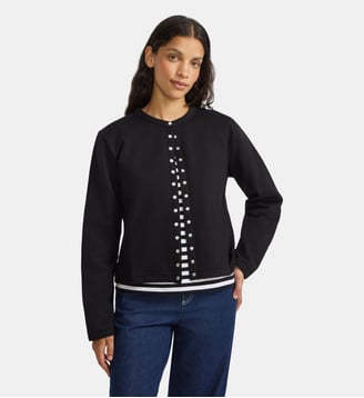 cardigan pression en molleton de coton - Agnès b. - Noir