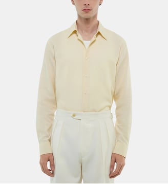 Chemise à col hirondelle en lin et coton - Fursac - Beige