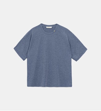 T-shirt manches courtes col rond uni TAIS - La Petite Etoile - Bleu gris