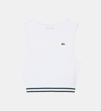 Brassière coton côtelé stretch - Lacoste - Blanc