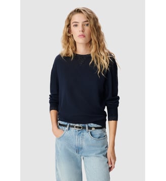 Pull tricot détail lurex - Ikks - Bleu marine