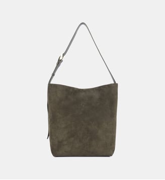 Grand sac seau Suède en cuir - Lancaster - Kaki