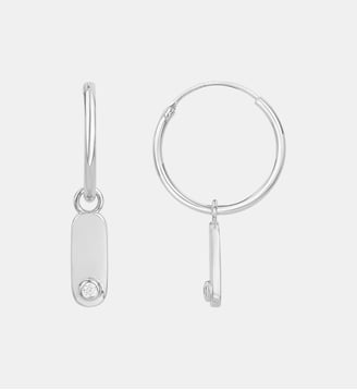 Créoles Mini Addict en Argent avec diamant blanc - La Garçonne Diamant - Argent