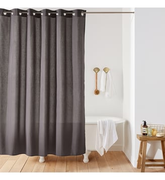 Rideau de douche uni aspect toile SCENARIO - La Redoute Interieurs - Gris foncé