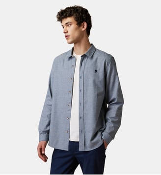 Chemise en flanelle - Faguo - Écru et bleu marine