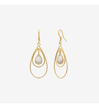 Boucles d'oreilles dorées amazonite - SELMA - Caroline Najman - Blanc