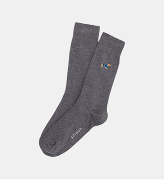 Chaussettes brodées en coton - Teckel Gris - Arthur - Gris