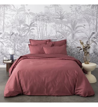 Housse de couette unie en satin de coton bio, TEOPHILE - Alexandre Turpault - Rouge cosmos