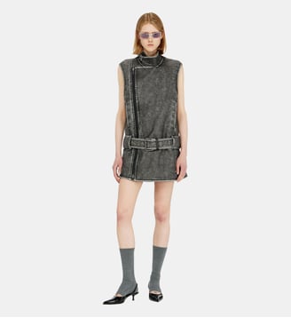 Robe mini style biker avec ceinture - Diesel - Gris