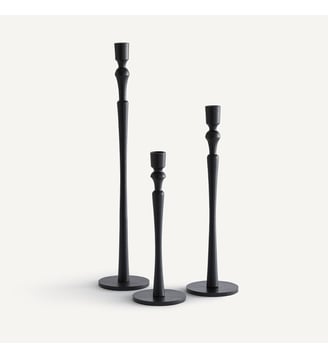 Lot de 3 bougeoirs métal fonte d'aluminium - AM.PM - Noir