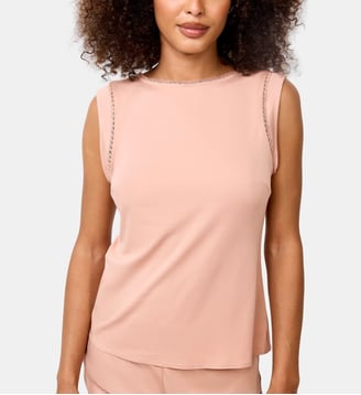Top sans manches issu de fibres végétales Softness rose poudré Maison Lejaby