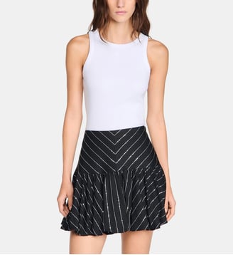 Jupe courte à rayures en sequins - Sandro - Noir et blanc