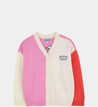Gilet en maille col v - Kenzo Kids - Depp pink