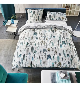 Housse de couette imprimée en percale de coton, QUILL - Designers Guild - Gris