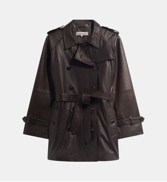 Trench court en cuir brillant - PHILO - Gerard Darel - Marron