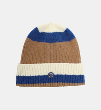 Bonnet à revers rayé - Serge Blanco - Marron