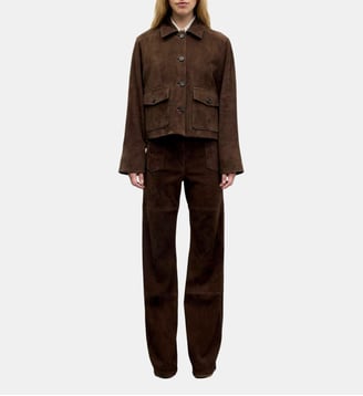 Veste courte en cuir velours - POLA - Gerard Darel - Cinnamon