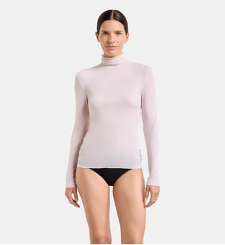 T-shir tmanches longues col montant Thermal - Dim - Rose pâle