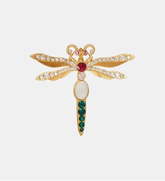 Broche Insect en laiton et cristaux - Balmain - Multicolore