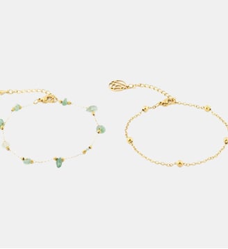 Set x2 bracelet chaîne acier inoxydable et pierre d'Aventurine - Balaboosté - Vert