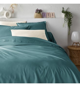 Housse de couette zippée, percale coton, Scénario - La Redoute Interieurs - Bleu paon