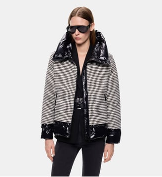 Doudoune en tweed et nylon - Pinko - Noir et blanc