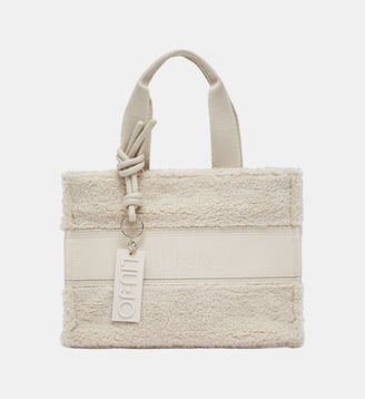 Sac tote format petit en teddy - Liu Jo - Blanc laine