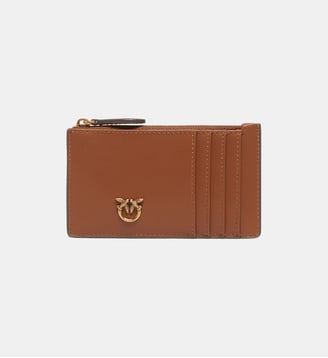 Porte-cartes zippé à motif en chevrons - Pinko - Marron lion et or antique