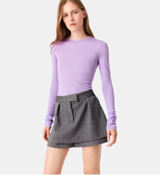 Short trompe-l'œil tailleur strassé - Maje - Gris