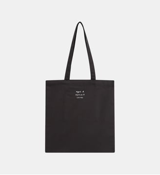 tote bag en coton sérigraphie j'kiffe le LOUVRE - Agnès b. - Noir