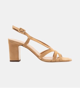 Enola - Sandales En Cuir Chèvre Velours Camel - Parallèle - Camel