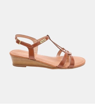 Sandales compensées en cuir HACTRESS - Les Tropeziennes par M. Belarbi - Camel