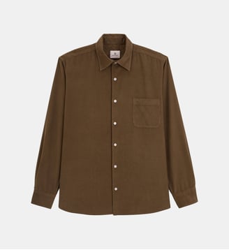 Chemise manches longues velours côtelé - Serge Blanco - Marron
