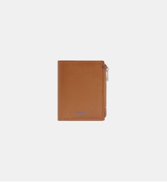 Portefeuille vertical zippé moyen modèle Martin en cuir lisse - Le Tanneur - Marron tan