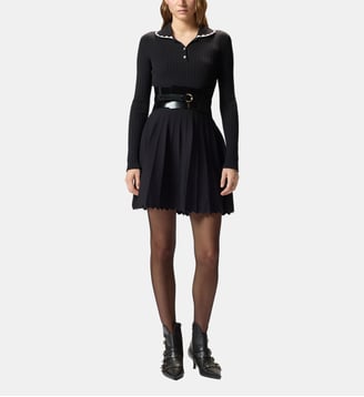 Robe côtelée plissée - Pinko - Noir et blanc