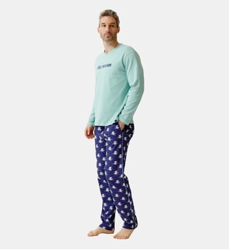 Pyjama en jersey de coton épais - Pôle position - Arthur - Marine