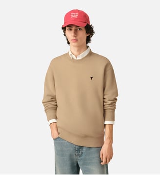 Sweatshirt Ami De Coeur En Coton - AMI Paris - Beige mastic et noir