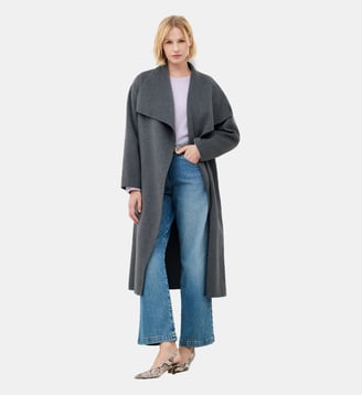 Manteau galba - Motif uni - Laine recyclee - Caroll - Gris