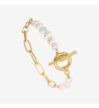 Bracelet doré perle de culture blanche - lucie - Caroline Najman - Blanc