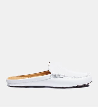 Mocassin mule driver hampton - cuir lisse - Fairmount - Blanc et gris
