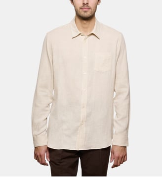 Chemise en gaze de coton ecru coupe droite - Atelier Privé - Écru