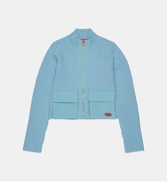Cardigan zippé avec logo - Diesel Kids - Bleu poussiéreux