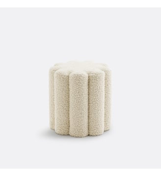 Pouf bouclette chenillée - La Redoute Interieurs - Écru
