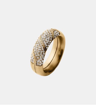 Anneau Gimmel plaqué or jaune avec pavé de cristal - Aristocrazy - Or