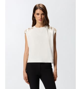 Top sans manches avec appliqués - Pinko - Blanc et blanche neige
