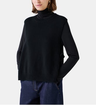 Poncho hevy - Motif uni - Coupe droite - Caroll - Noir