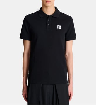 Polo en coton brodé - Balmain - Noir